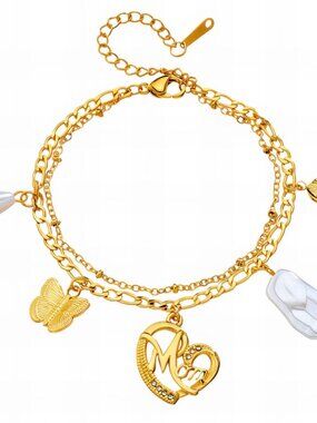 18kt Plated Mom Charm Bracelet Tarnish-Free!